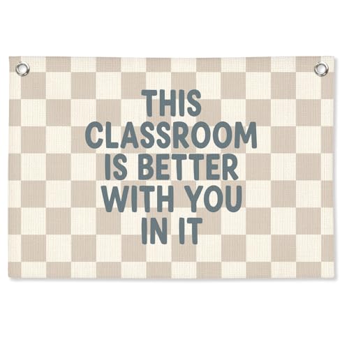 VEEMIKATILL Boho Classroom Decor Classroom Must Haves Welcome Sign Canvas Banner Wall Hanging Banner Flag Positive Affirmations Back To School This Classroom Is Better With You In It 30x20 inchs