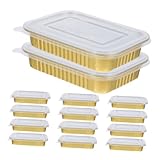 KOMBIUDA 20個 アルミホイル長方形容器 蓋付き 耐熱使い捨てアルミパン 大容量バーベキュー ベーキング 食事準備 冷凍保存対応 再利用可能