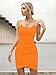 Missufe Women's Sleeveless Spaghetti Strap Ruched Bodycon Sundress Summer Casual Mini Cami Dress (Orange, Medium)