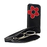  Funda de gafas de piel negra. Estuche para gafas de cuero negro
