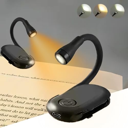 One94Store Plastic Mini Clip Reading LED Study Lamp with Special Folding Feature for Students, Clip-On Reading Light, USB Rechargeable, 3 Modes, Eye-Caring Night Light (Black)