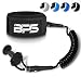BPS 'PRO' Coiled Bodyboard Leash with Leash Plug - with Double Swivels (Black)