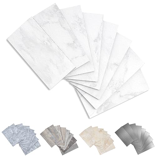 Yipscazo Peel and Stick backsplash 3 x 6 Inches 3D PVC Composite Wall Tile Stick on Backsplash Tile for Kitchen Bathroom, Laundry Room, Fireplace(Bright Kara White Stone, 100 Pieces)