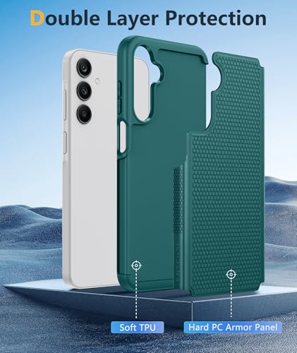 Image of FNTCASE for Samsung Galaxy A25 Case: Galaxy A25 5G Phone Case Dual Layer Protective Phone Cover Rugged Full Body Drop Protection Shockproof Phone Case (Green)