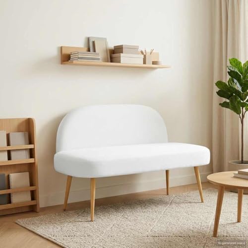 Banc rembourré blanc avec dossier 110 cm pour ranger les chaussures et s'asseoir sans effort