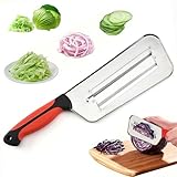 2025 New Stainless Steel Dual Blade Julienne Cutter, Multifunctional Vegetable Cutter, for Sauerkraut Coleslaw Mandoline Slicer With Silicone Finger Grips Peeler