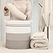 Nonazippy laundry hamper 18x18x20, 80L – large basket for blankets, toy basket,Cotton Rope Blanket Basket Living Room, Baby Laundry hamper for Blanket, Nursery, –stuffed animal storage(Triple grey)
