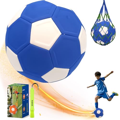 LALFENNB Soccer Ball Size 5 Swerve Soft Soccers Ball for Boys and Girls Waterproof Curved Youth Soccer Ball for Indoor & Outdoor Activities Games Soccer Ball Set with Air Pump Bag - Blue & White