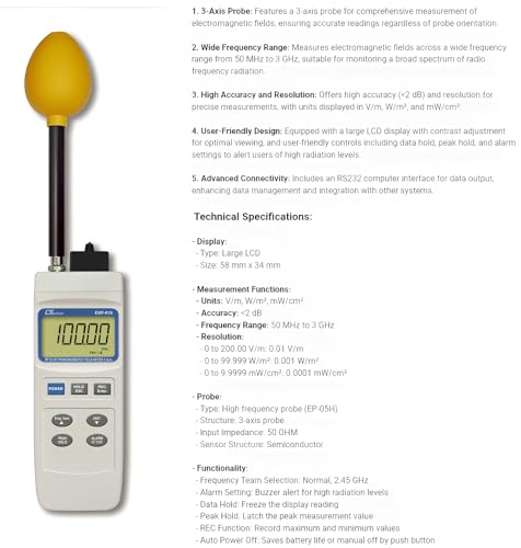 Medidor de Campo Electromagnético 3 Ejes i-POOK EMF-819 miniatura 6