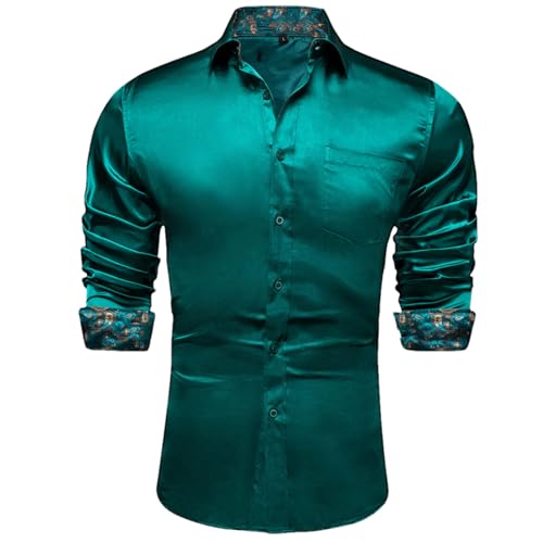 Chemise formelle en satin pour homme coupe XL ajustée anti-plis