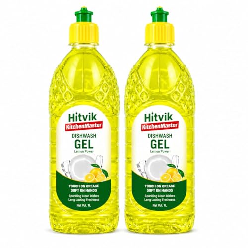Image of Hitvik Dishwash Gel for Kitchen Utensils Cleaner with The Power of Lemon Pack of 2 Per Pack 1 Litre