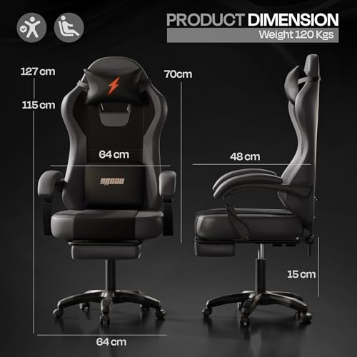 Drogo Aura Ergonomic Gaming Chair, Dark Grey - Image 3
