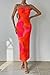 PRETTYGARDEN Women's Summer Maxi Bodycon Dresses Strapless Tube Top Printed Long Party Club Slit Dress (Orange Red Big Floral,Small)