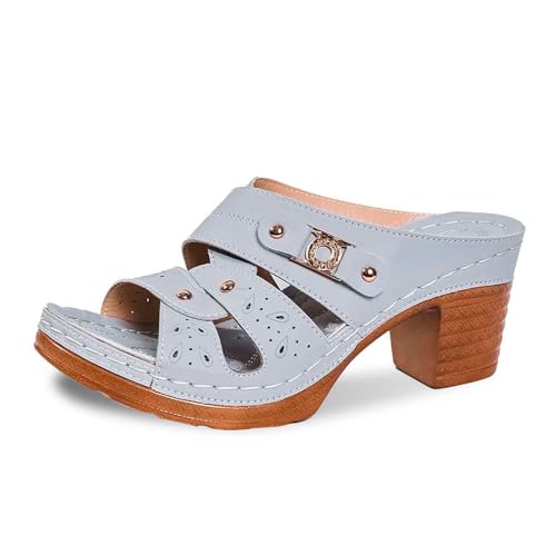 Sabot bloc cuir pour femme, sandales mode d'été et pantoufles extérieures confort