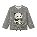 Hucavortre Cute Panda Girls Long Sleeve Shirts Cute Sweatshirt Kids Crewneck Basic Printed Tees Tie Knot Front Tops for Teen Girl