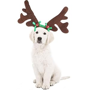 KUDES Rentier Geweih Hunde-Stirnband Weihnachten