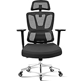 MELOKEA Silla de Oficina Ergonómica, Reposabrazos 4D, Profundidad de Asiento Ajustable, Ruedas de Goma, Inclinación de 4 Niveles, Respaldo Alto, Personas Altas, Despacho, Silla Escritorio 200 KG