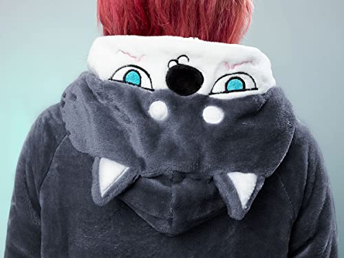 Cosfun Cute Shiba Inu Husky Hoodie Coral Velvet Sweatshirt Upgrade Ver.mp006146 (X-Large, Gray) #TOP4