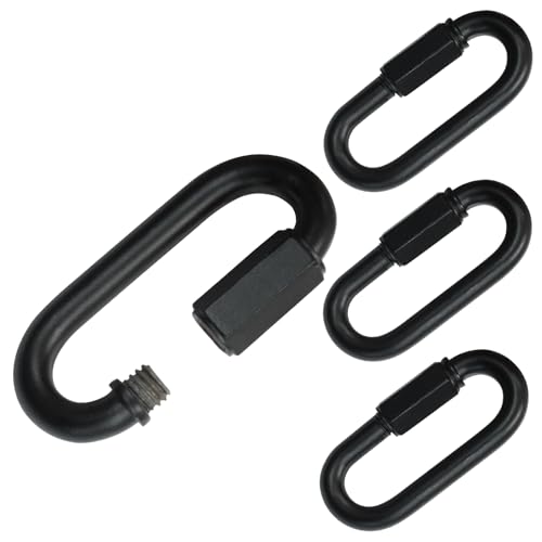 Marvexi D Quick Link Chain Connector, M8 Black Heavy Duty Quick Link 5/16 Metal Carabiner Screw for Chandelier Lights and Outdoor Equipment, Pack of 4 - Thumbnail 2