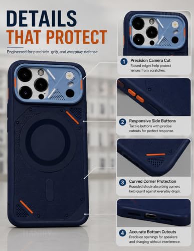 Image of iPhone 13 Pro Case Cover | Premium Compatible Mag-Safe Style Shockproof Back Cover for iPhone 13 Pro | Camera Protection Mobile Case (Blue)