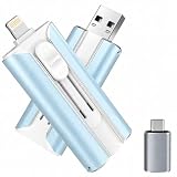 MFI Certified 64GB Flash Drive for iPhone&iPad&Android&Pc, Photo Stick USB Memory Stick Photo/Video Storage Jump Drive Photo Saver External Flash Drive (Available Space: ~58gb),1 Pack,Glacier Haze