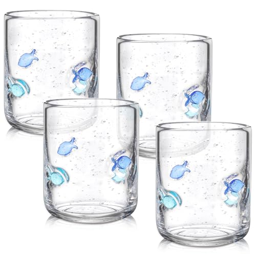 Vesici 4 Pcs Fish Icon Juice Glasses