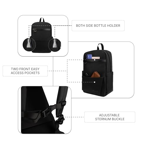 Image of F Gear Berlin Black 21L Premium Soft Touch Laptop Backpack | Fits 17 inch Laptop | Lightweight with Tablet Sleeve, 1 spacious compartment, 2 Pockets & Luggage Strap | Water-Resistant | Office & College
