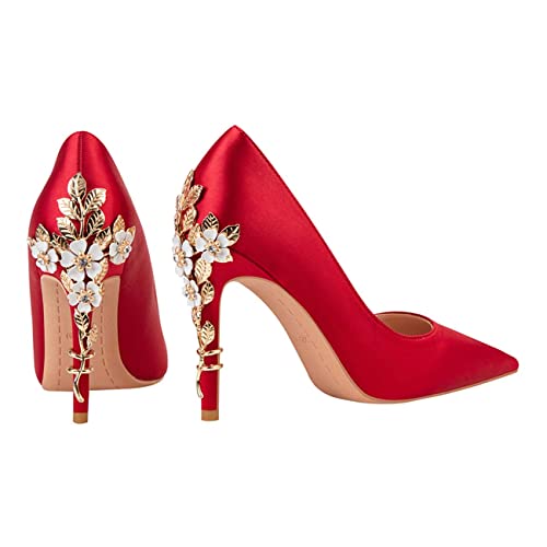 JOEupin Escarpins à talons hauts en satin à bout...
