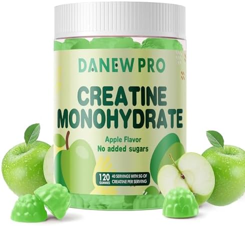Creatine Monohydrate Gummies 5000mg for Men & Women, Creatine Monohydrate for Muscle Strength, Muscle Builder, Energy Boost, Pre-Workout Supplement(120 Count)-Apple Flavor
