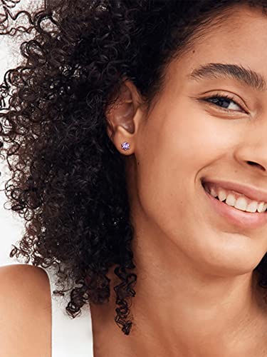 Chicsilver June Birthstone Earrings 925 Sterling Silver Round Cut Alexandrite Tiny Crystal Stud Earrings For Women Sensitive Ears #TOP1