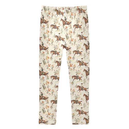 Girls Leggings Soft Toddler Ankle Length Bottoms Cowboys Flower Kids Dance Yoga Pants 4-10 Years