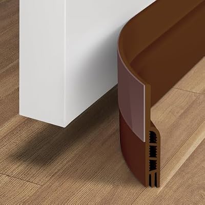 Holikme Door Draft Stopper Under Door Draft Blocker Insulator Door Sweep Weather Stripping Noise Stopper Strong Adhesive Door Stops of Rubber 39" Length Brown