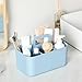 Multiuse Caddy Organizer with Handle, Portable Divided Plastic Tote Bin - Art Craft, Stationary Pen Marker Crayons, Makeup Hair Supplies Storage - Bathroom, Classroom, Dorm, Office, Desk Holder - Blue