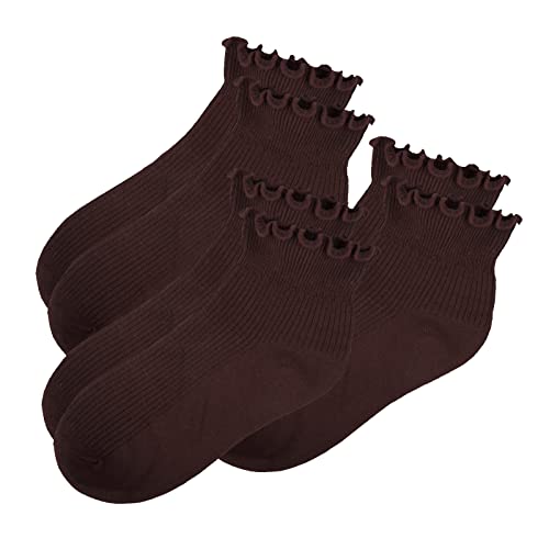 Womens Ankle Casual Socks Lace Ruffle Low Cut Knit Cotton Lettuce Socks for Women Girls2