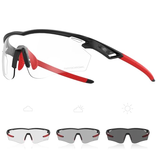 X-TIGER Gafas Ciclismo Fotocromáticas Hombre Mujer Transparente Gafas MTB Con Armazón TR90 Gafas de Sol Deportivas para Running Deportes al Aire Libre