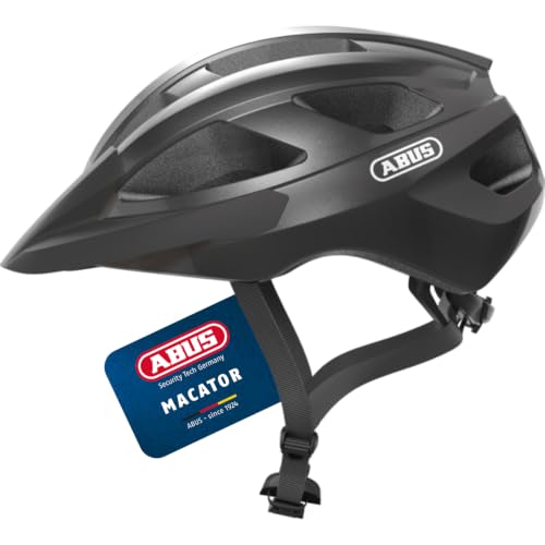 ABUS Rennradhelm Macator - sportiver Fahrradhelm für Einsteiger - auch für Zopfträger/-innen - für Damen und Herren - Titan (Grau Glänzend) Größe M