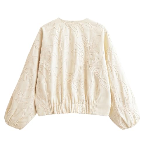 KEOMUD Women's Fall Casual Cropped Bomber Jacket,Fashion Lightweight Embroidered Jacket with Pockets2