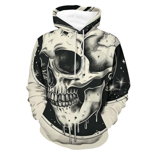 Sweat à capuche crâne lune étoiles pour éviter le froid avec un look urbain taille S