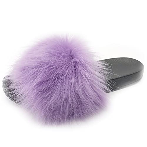 Image of Kids Soft Artificial fur Sandals Slides Comfy Lightweight Furry Cute House Slippers for Girls