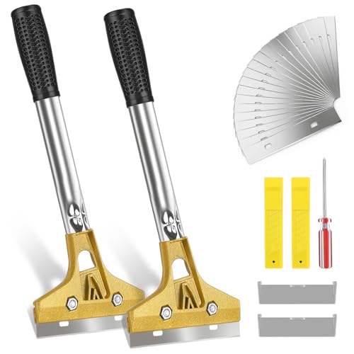 ITClosud 2 Stück Reinigungsklinge Schaber mit 20 Ersatzklingen Tapetenschaber mit Gummigriff Tapetenentferner Set mit SchutzhüLle Für Alle Arten von WandoberfläChen Beton Glas