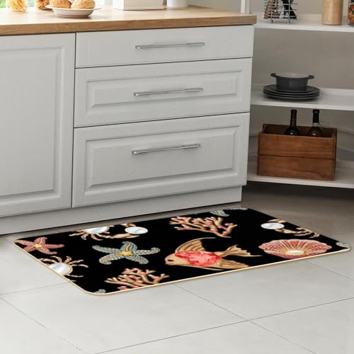 Alfombra absorbente para cocina y pasillo con alegres motivos de coral 7