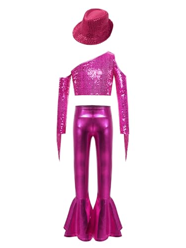 Ensemble danse jazz enfant fille 7-8 ans avec top fuchsia