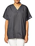 Cherokee Women's Plus Size V Neck Scrubs Shirt, Pewter, XX-Large