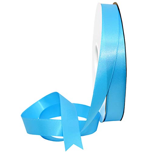 Image of Morex Ribbon 08816 /50-328 Double Face Satin Ribbon, 5 /8 inch x 50 Yd, Island Blue