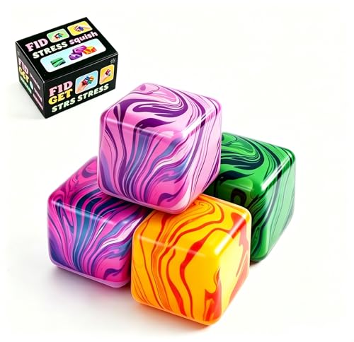 Fidget Toys Squishy Stress Cube, Ice Cube Sensory Ball for Children and Adults, Anti Stress Toy, Autism Fidget, Squishy Fidget Toys, Stress Ball for Adults and Children (Pink, 1)