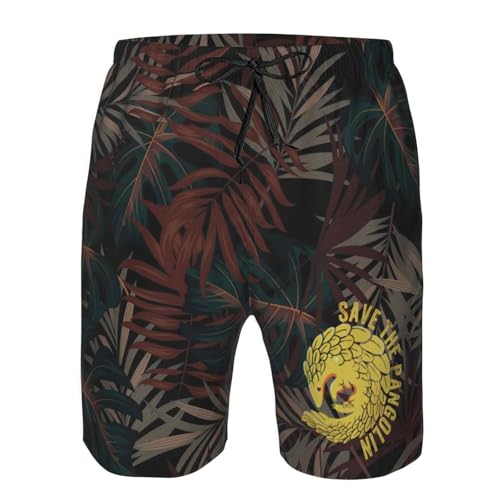Save The Pangolin Men's Casual Board Shorts Swim Trunks Fit Summer Hawaii Beach Golf Short Swimwear Bathing Suits,4