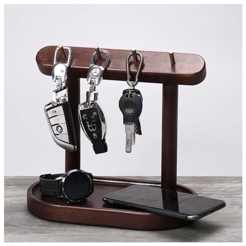 キースタンド 木製 キーフック キートレイ 玄関収納 鍵置く アクセサリースタンド ジュエリースタンド 腕時計 メガネ 小物掛け 陳列棚 小物入れ 簡単組立 多機能トレイ 卓上置物 部屋 リビングルーム 玄関 寝室 オフィス 店舗用