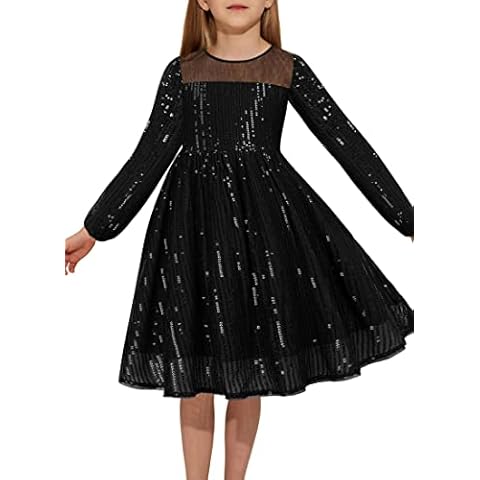 Vestido de Baile Niñas 10 años Manga Larga Festivo Negro Cover