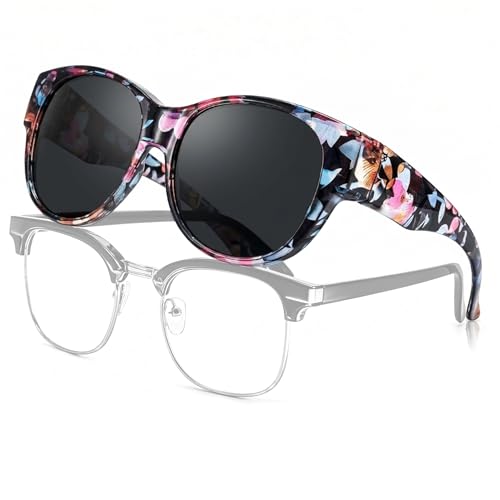 LVIOE Snap Shades Fit Over Sunglasses Solar Shields Wrap Around Over Glasses Sun Glasses Polarized UV400 Protection LS5779