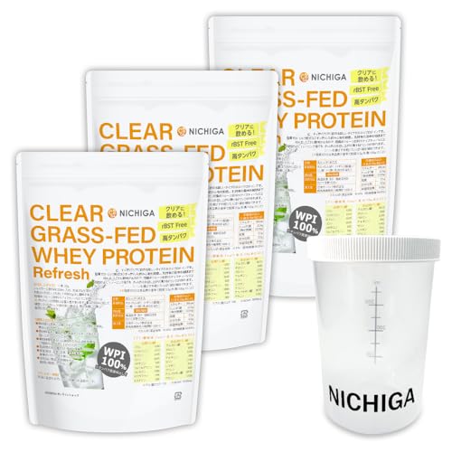 NICHIGA(�j�`�K) ���V�F�C�J�[ �Z�b�g�� �N���A �O���X�t�F�b�h �z�G�C�v���e�C�� [Refresh] WPI 1kg×3�� CLEAR GRASS-FED WHEY ���^���p�N �����[�� �؃g�� ���݂₷�� TK2